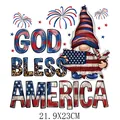 Adesivo termoadesivo gnomo Independence Day God Bless America 21.9x23cm. - Confezione 21.9x23cm