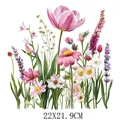 Vibrant pink floral bouquet heat transfer patch for DIY clothing decoration, 22x21.9cm size - Realistic Light Dark Gradient Floral (DF0224)
