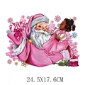 Pink Santa Claus and girl Christmas heat transfer decal for clothes, 24.5x17.6cm size - 24.5X17.6cm