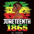 Juneteenth 1865 heat transfer sticker featuring African woman illustration for clothing - Juneteenth Butterfly Silhouette Style (DS014)