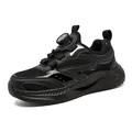 All black breathable mesh children's sneakers featuring a convenient rotary dial closure - 28 / Black Double Mesh