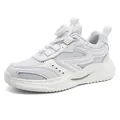 White breathable mesh children's sneakers with rotating buckle closure - 28 / White Double Mesh