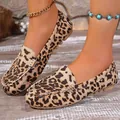 Stylish women's leopard print loafers with comfortable non-slip memory foam soles - All-over Leopard