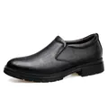 Κλασικό μαύρο ανδρικό παπούτσι slip-on με υφή κροκόδειλου για επαγγελματικό στυλ - 35 / Μαύρο 6cm