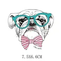 Autocollant transfert thermique bouledogue avec lunettes pour vêtements, 7,5x6,6 cm - Bouledogue Cool (AT1532)