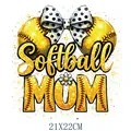Softball Mom glitter heat transfer decal for DIY clothing decoration size 21x22cm - Daisy Softball Style (DS2130)