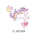Sticker transfert thermique licorne pour vêtements enfants, écusson DIY 11,8x12cm - Licorne Lune et Étoiles (AT1810)