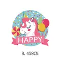 Patch thermocollant licorne de dessin animé avec texte 'HAPPY' pour enfants, 8,4x8 cm - Licorne Happy Ballons (AT1815)