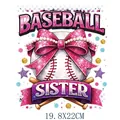 Pink glitter bow baseball sister heat transfer patch for clothing diy 19.8x22cm - Glitter Baseball Sister Style (DS2136)