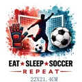Eat Sleep Soccer Repeat heat transfer decal for sports clothing DIY, 22x21.4cm size - Soccer Repeat Style (DS2144)