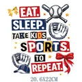 Eat Sleep Take Kids To Sports Repeat baseball theme iron-on heat transfer patch for clothing - Sports Repeat Style (DS2146)