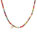 Handmade colorful bead necklace with gold stainless steel initial D and heart charm - Letter Q