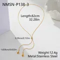 Vue détaillée du collier en Y ajustable en acier inoxydable avec dimensions - Or