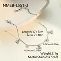 Détail du bracelet breloque cerise en acier inoxydable avec strass et dimensions - Or 18 carats / Argent (NMSB-L551-3)