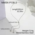 Détails techniques du collier en Y en acier inoxydable argenté avec pendentifs goutte d'eau - Argent