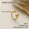 Vista detallada de un anillo abierto de acero inoxidable dorado con medidas y peso - NMSR-M745-3/Talla 8 / Talla única