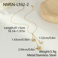 Vista detallada del collar con borlas de estrella de mar bañada en oro con medidas. - Chapado en oro 18K / Dorado (NMSN-L532-2)