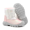 Warme rosafarbene und irisierende Kinder-Schneestiefel mit dicker rutschfester Gummisohle - 28 / Schillerndes Rosa