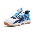 Chaussures de badminton respirantes pour enfants avec accents bleus et boucle rotative - 30 / Blanc Bleu