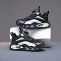 Breathable mesh boys sneakers with convenient dial lacing system in black and neon green - 28 / Black Green
