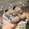 Toddler soft-sole walking sneakers with cute cartoon biscuit design for girls - Size 16-20 (5-Pair Set) / Brown
