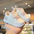 White and pink toddler walking shoes with soft soles and velcro strap for babies aged 1-3 - Size 16-20 (Batch of 5 Pairs) / Pink