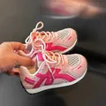 Pink breathable mesh sneakers for kids featuring soft lightweight soles and stylish design - Pink