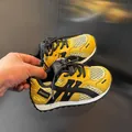 Yellow children's breathable mesh sneakers with soft soles and lightweight design - Yellow