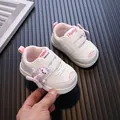 White and pink baby walking shoes with cute cartoon rotating propeller sneaker design - Size 16 (Inner Length 11.5cm) / Pink