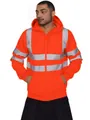 Sudadera reflectante naranja para hombre vista frontal con bandas de seguridad plateadas - S / Tops / Rojo Anaranjado