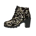 Bottines femme élégantes avec imprimé doré artistique et talon bloc confortable - Or