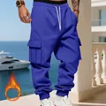 Heavyweight fleece-lined men's royal blue cargo sweatpants with relaxed athletic fit - Sapphire Blue
