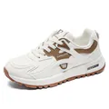 Leichte atmungsaktive Damen-Sneaker mit dicker Sohle in Weiß und Braun für die Freizeit. - Khaki