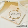 Detailed view of gold plated heart bracelet with mother of pearl and zircon dimensions - Gold Heart Style (NMSB-L425-1) / 18K Gold