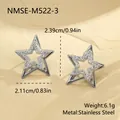 Detail view of double-layer star stud earrings with precise dimensions and weight info - 18K Gold / Silver (NMSE-M522-3)
