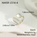 Detailed size and weight measurements for two-tone stainless steel leaf open ring - Two-Tone Textured Style (NMSR-L514-4) / Size 6 / Gold and Silver