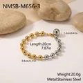 Minimalist two-tone gold and silver stainless steel beaded bracelet with dimensions - Gold and Silver Style (NMSB-M656-3) / 18K Gold
