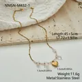 Detail view of rose quartz heart pendant necklace with measurements in centimeters and inches. - Rose Quartz Heart Style (NMSN-M432-1)