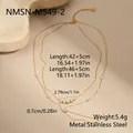 Detailed dimensions of double-layer stainless steel Y-necklace with zircon - Double Layer Y-Shaped Style (NMSN-M549-2) / 18K Gold / Gold