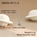 Stainless steel necklace with bubble letter D pendant and specific size measurements - Bubble Letter D (NMSN-N111-4) / Silver