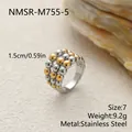 Detalle de anillo bicolor de acero inoxidable con especificaciones de talla y peso - NMSR-M755-5 / Talla 7 / Talla única