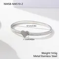 Detail view of heart bangle with 6.1cm diameter and stainless steel material - 18K Gold / Silver (NMSB-M4510-2)
