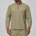 Men's olive green 1/4 zip outdoor lightweight sport jacket for hiking and city commuting - S / Tops / Apricot