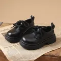 Classic black leather Oxford shoes for boys in British school style with thick soles - 34 / Black