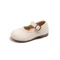 Elegante cremeweiße französische geflochtene Prinzessinnen-Flachschuhe für Mädchen - Größe 24 Innenlänge 14.5cm / Beige