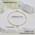 Detail view of gold-plated stainless steel collar necklace with teardrop pendant - Waterdrop Style (NMSN-M554-2) / 18K Gold