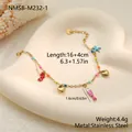 Nahaufnahme eines Edelstahl-Armbands mit Meeresthema sowie Gewichts- und Maßangaben. - Gold (Mit Rot Rosa Anhänger)