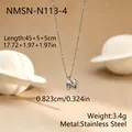 Silver stainless steel bubble letter N pendant necklace with dimensions and weight specs - Bubble Letter N (NMSN-N113-4) / Silver