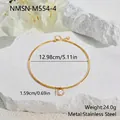 Detailed view of gold-plated stainless steel choker with single crystal and size - Round Style (NMSN-M554-4) / 18K Gold