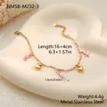 Detailaufnahme des Edelstahl-Ozean-Armbands mit Längen- und Gewichtsangaben im Fokus - Gold (Mit Hellrosa Anhänger)